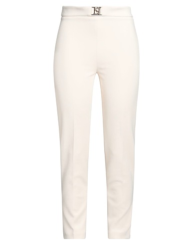 ELISABETTA FRANCHI Casual trouser Cream 96% Polyester, 4% Elastane