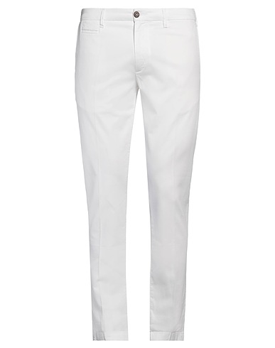40WEFT Casual trouser White 71% Cotton, 27% Linen, 2% Elastane