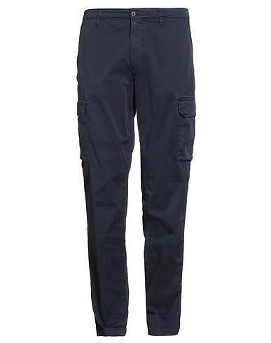 40WEFT Casual trouser Navy blue 97% Cotton, 3% Elastane
