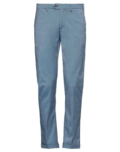 0/ZERO CONSTRUCTION Casual trouser Pastel blue 65% Cotton, 32% Polyester, 3% Elastane