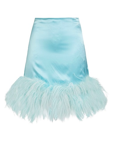 VERGUENZA Mini skirt Sky blue 94% Silk, 6% Elastane, Feathers
