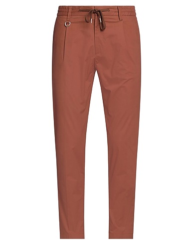 PAOLO PECORA Casual pants Brown 98% Cotton, 2% Elastane