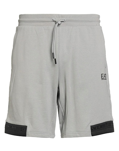 EA7 Shorts & Bermuda Grigio chiaro 100% Cotone, Poliestere, Elastan, Poliammide