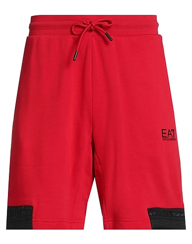 EA7 Shorts & Bermuda Rosso 100% Cotone, Poliestere, Elastan, Poliammide