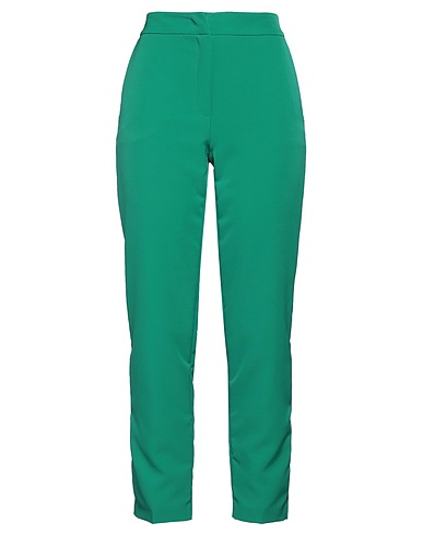 CLIPS MORE Casual trouser Emerald green 95% Polyester, 5% Elastane