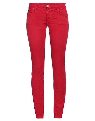 CHIPIE Denim trousers Brick red 98% Cotton, 2% Elastane