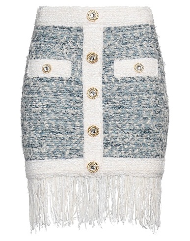 BALMAIN Mini skirt Blue 67% Viscose, 17% Linen, 11% Polyester, 5% Polyamide, Cotton