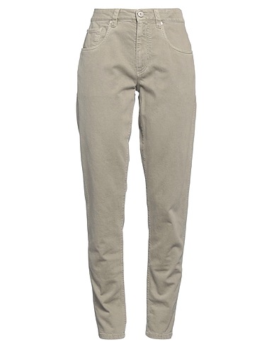BRUNELLO CUCINELLI Denim pants Khaki 99% Cotton, 1% Elastane, Brass