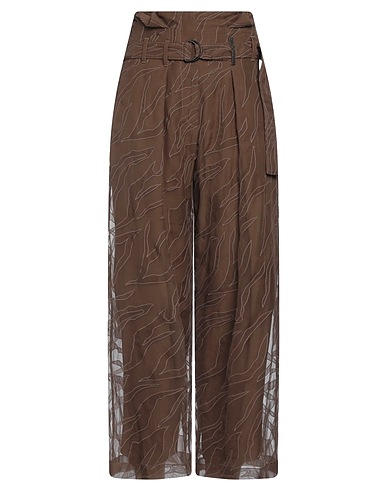 BRUNELLO CUCINELLI Casual trouser Brown 100% Silk, Brass