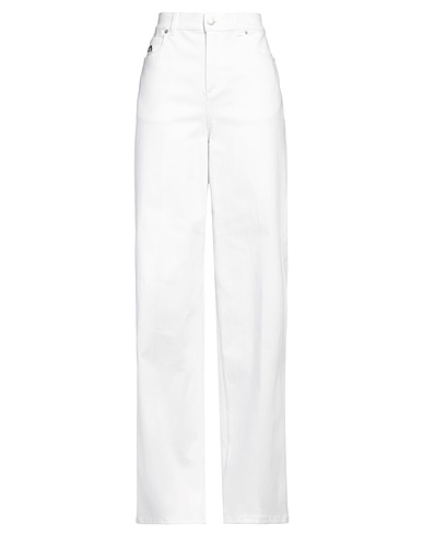 MCQUEEN Denim trousers White 97% Cotton, 3% Elastane