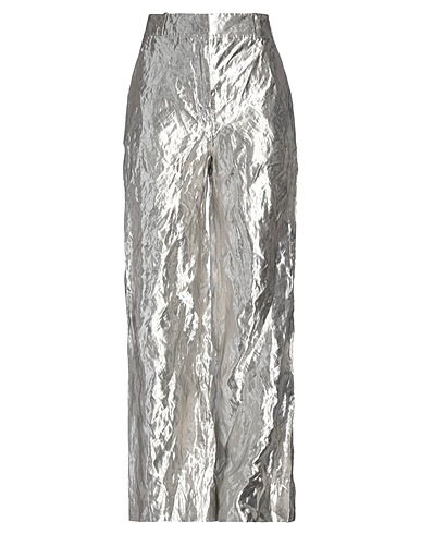 RABANNE Casual trouser Silver 90% Metallic fiber, 10% Silk