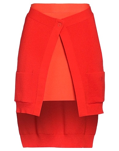 FENDI Mini skirt Tomato red 94% Wool, 5% Polyamide, 1% Elastane