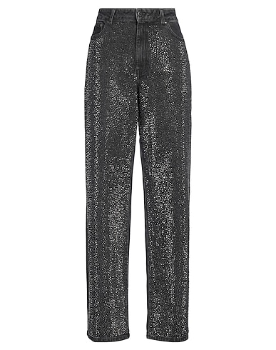 GESTUZ Denim trousers Black 99% Cotton, 1% Elastane
