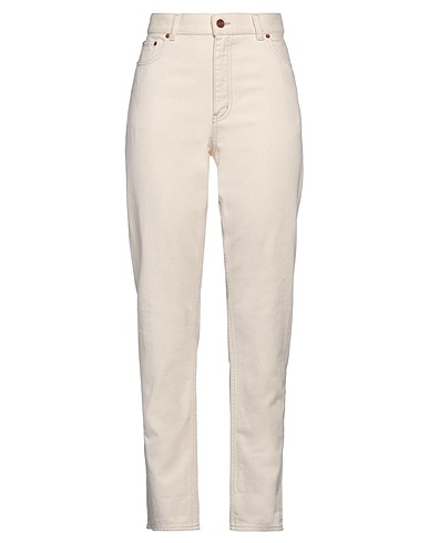 FINGER IN THE NOSE Denim pants Ivory 100% Cotton