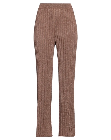 KONTATTO Casual trouser Brown 70% Viscose, 15% Polyamide, 15% Metallic fiber