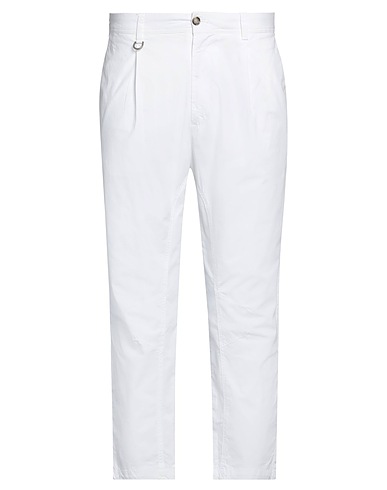 PAOLO PECORA Casual pants White 97% Cotton, 3% Elastane