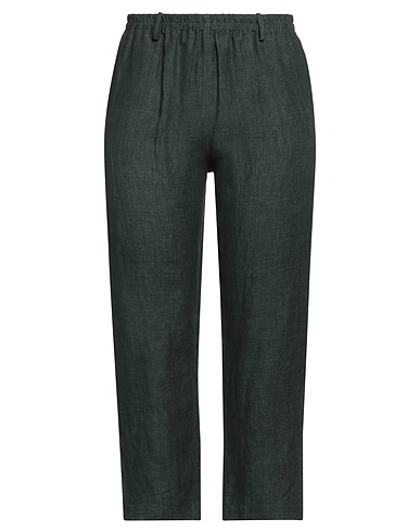 CRISTINA BONFANTI Casual pants Dark green 100% Linen