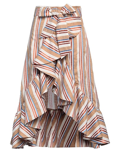 STELLA JEAN Midi skirt Camel 58% Polyester, 26% Cotton, 16% Linen