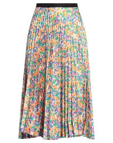 PLAN C Midi skirt Orange 96% Polyester, 4% Cotton