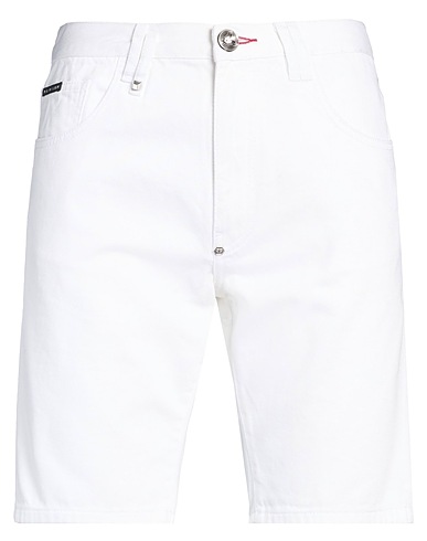 PHILIPP PLEIN Denim shorts White 100% Cotton