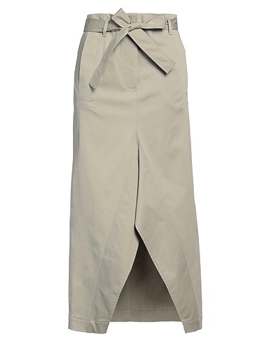 TELA Long skirt Sage green 97% Cotton, 3% Elastane