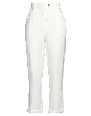 SISTE'S Casual trouser White 91% Viscose, 9% Polyester