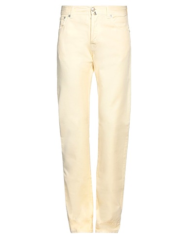 JACOB COHЁN Casual pants Pastel yellow 75% Cotton, 25% Hemp