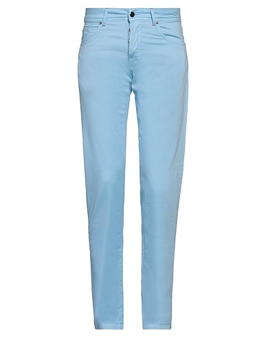 MARCO PESCAROLO Casual pants Sky blue 85% Cotton, 11% Silk, 4% Elastane
