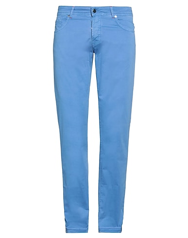 MARCO PESCAROLO Casual pants AZZURRO 85% Cotton, 11% Silk, 4% Elastane