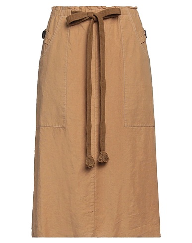 TOD'S Midi skirt Sand 100% Linen, Cotton