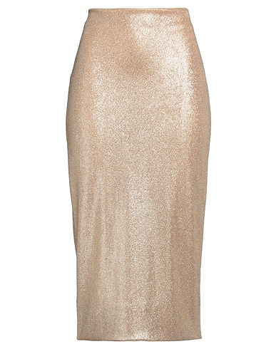 SISTE'S Midi skirt GOLD CAPSULE Gold 91% Nylon, 5% Elastane, 4% Metallic fiber
