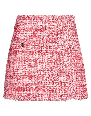 SANDRO Mini skirt Red 95% Polyester, 3% Cotton, 1% Metallic fiber, 1% Viscose