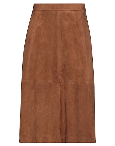 PUROTATTO Midi skirt Brown 100% Leather