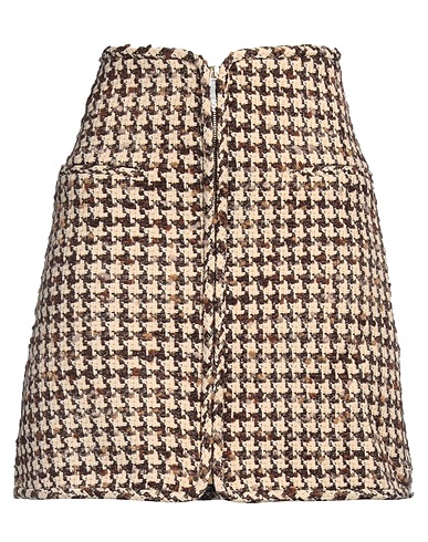 SANDRO Mini skirt Brown 35% Polyamide, 23% Acrylic, 20% Cotton, 14% Synthetic fibers, 8% Wool
