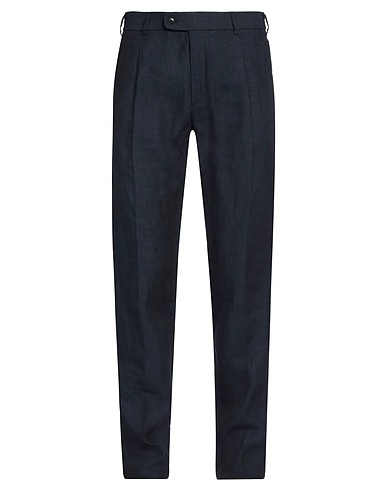 BRIONI Pantalón Negro 100% Lino, Piel de cordero