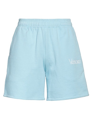 VERSACE Shorts & Bermuda Sky blue 100% Cotton, Polyester