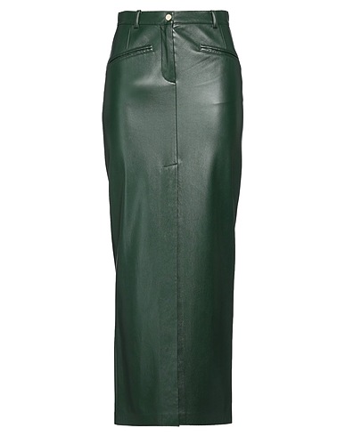 PATRIZIA PEPE Long skirt Dark green 100% Polyurethane