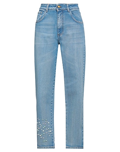 ALYSI Denim trousers CRÈME Blue 99% Cotton, 1% Elastane