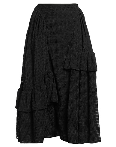 CECILIE BAHNSEN Midi skirt Black 76% Cotton, 24% Polyamide
