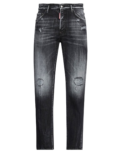 DSQUARED2 Denim trousers Black 100% Cotton, Calfskin