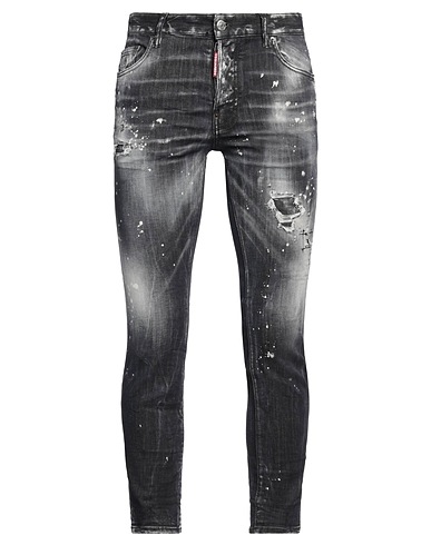 DSQUARED2 Denim trousers Black 92% Cotton, 6% Elastomultiester, 2% Elastane, Calfskin