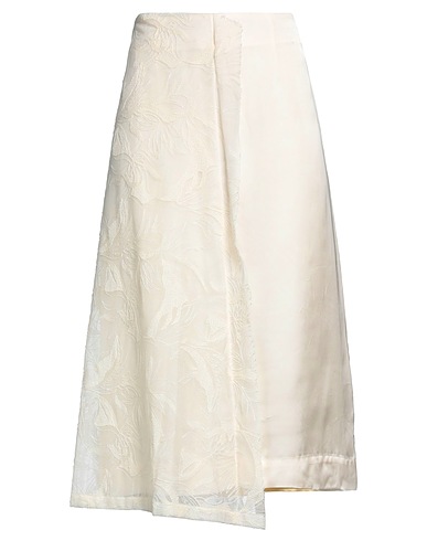 PLAN C Midi skirt Off white 54% Viscose, 37% Cotton, 9% Polyester