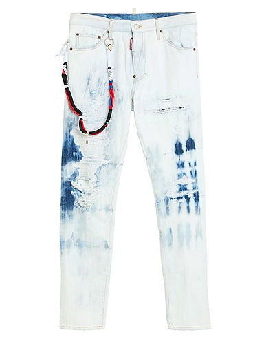 DSQUARED2 Denim trousers Blue 100% Cotton, Calfskin