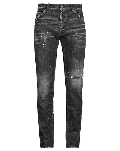 DSQUARED2 Denim trousers Black 98% Cotton, 2% Elastane, Calfskin
