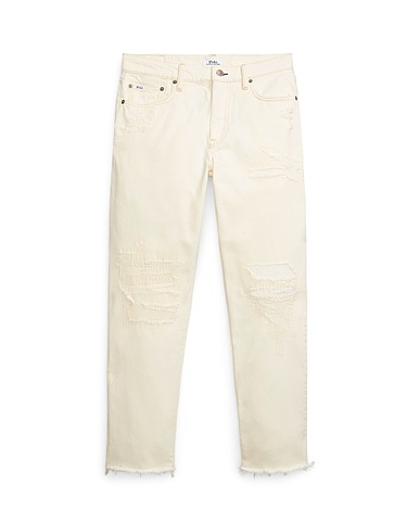 POLO RALPH LAUREN Denim pants Relaxed Tapered Patchwork Jean Cream 100% Cotton