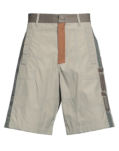 DIESEL Shorts & Bermuda Light grey 63% Polyamide, 37% Cotton, Cow leather
