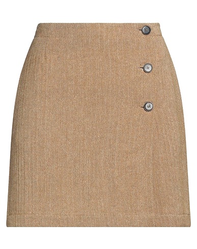 POMANDÈRE Mini skirt Camel 48% Linen, 31% Wool, 16% Polyester, 5% Polyamide