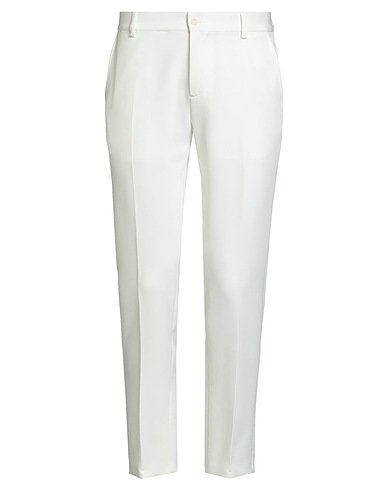 DANIELE ALESSANDRINI HOMME Casual trouser Off white 88% Polyester, 12% Elastane