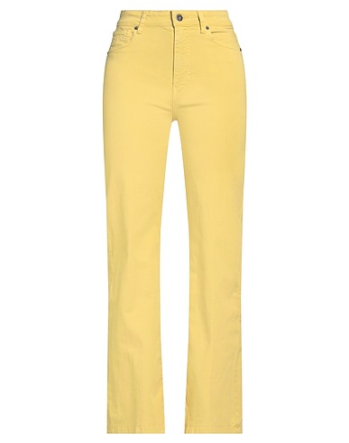 SOLOTRE Denim trousers Lime green 98% Cotton, 2% Elastane