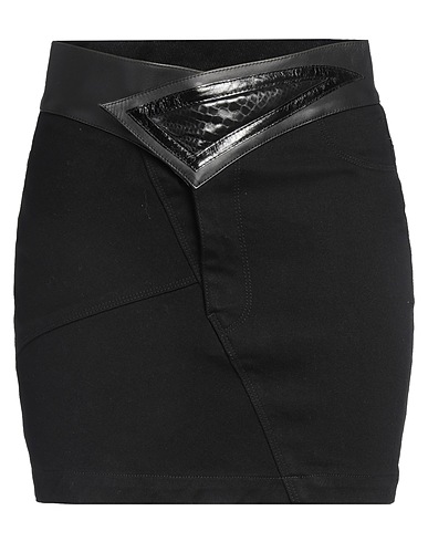 RTA Denim skirt Black 98% Cotton, 2% Elastane, Cow leather